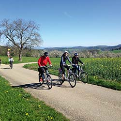 Freizeit-Idee: Ein Hofbesuch kann mit einer E-Bike-Tour ideal kombiniert werden. Foto: ZVG/Franz Schweizer